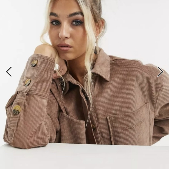 ASOS (Collusion) brown mini corduroy shirt dress - Picture 1 of 12